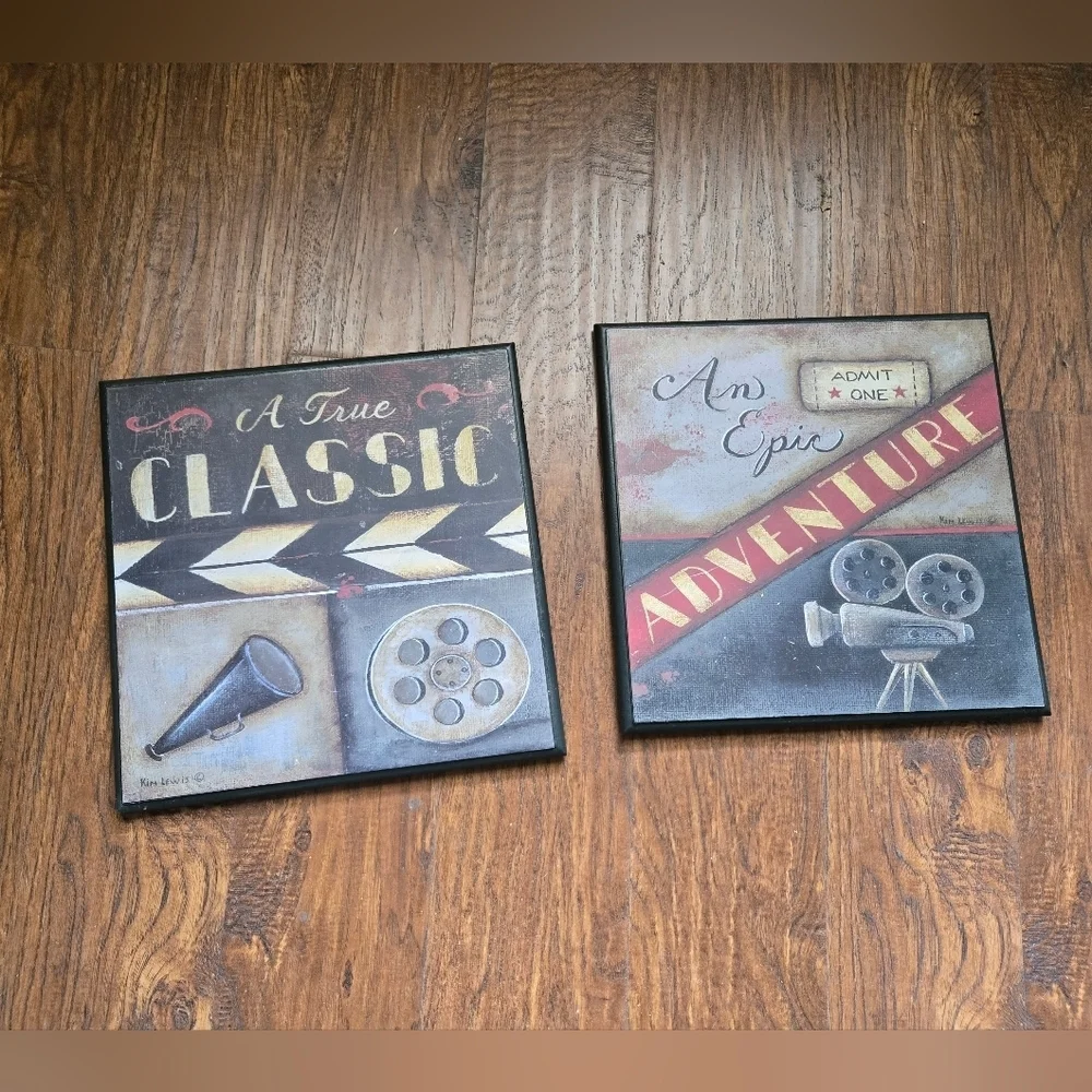 Movie Film Wall Decor - Black Grey Set 2 Size 13